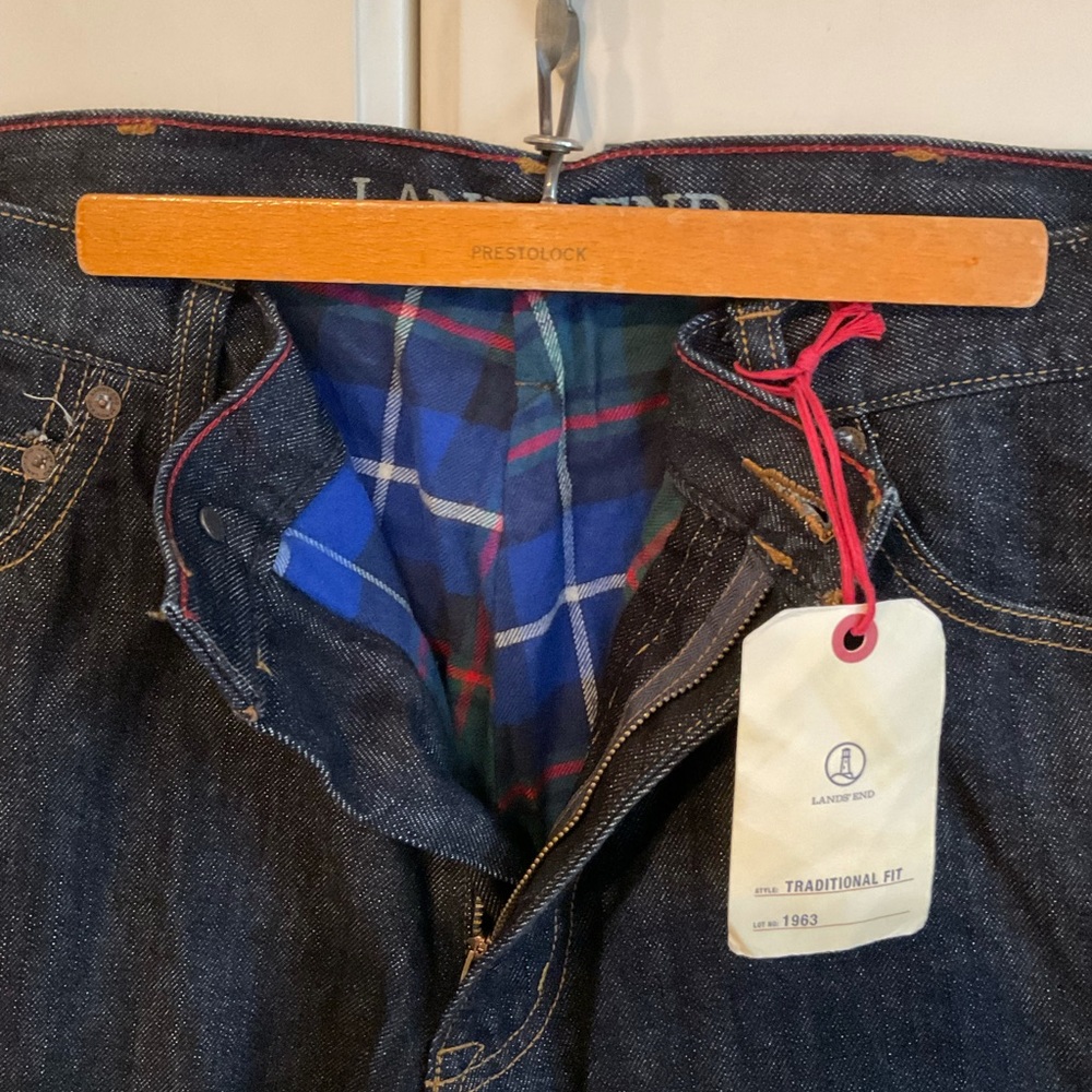 Men’s Lands End Flannel-lined Dark Blue Jeans Size 32 x 32